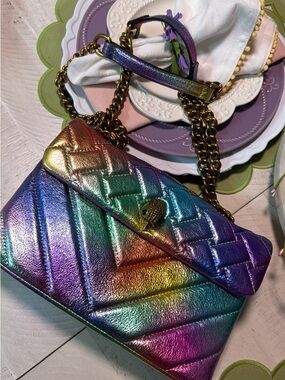 Iridescent Rainbow Quilted Chain Shoulder Bag